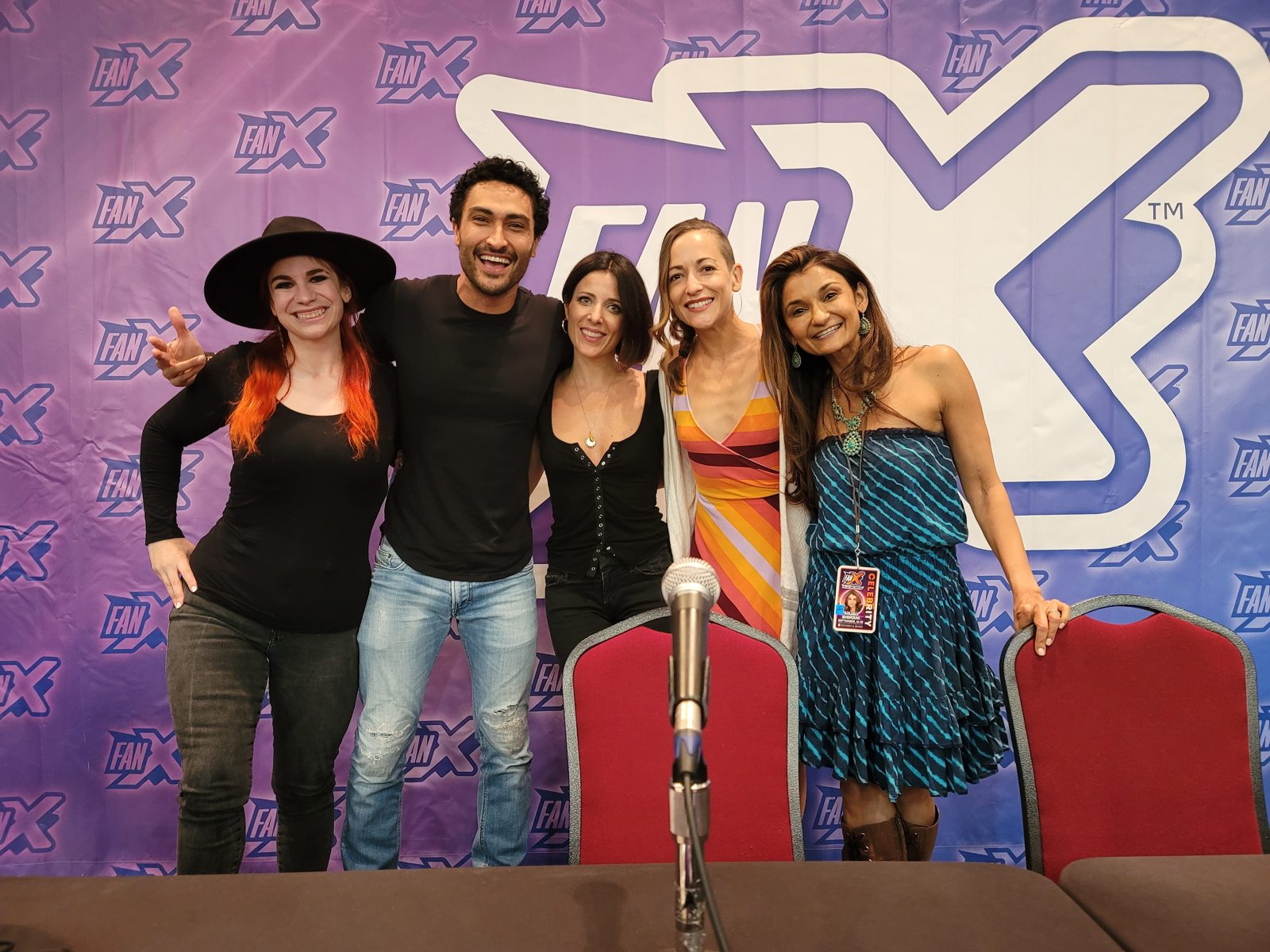 Ash Vickey moderating the Overwatch voice cast panel at FanX